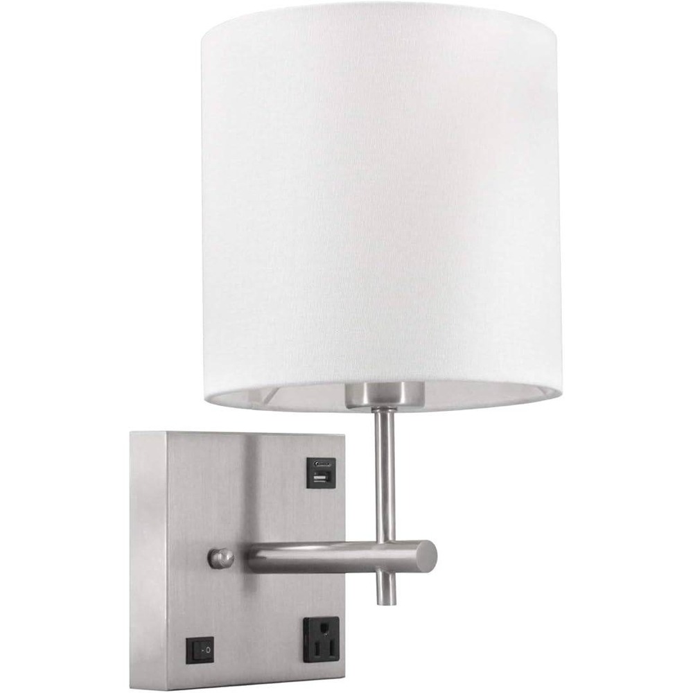 Wall Light Sconce w/ USB, Type-C Port & AC‎ Outlet LED Bulb Included Wall Lamp
